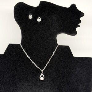 Sterling silver earrings and pendant set. Stainless steel chain